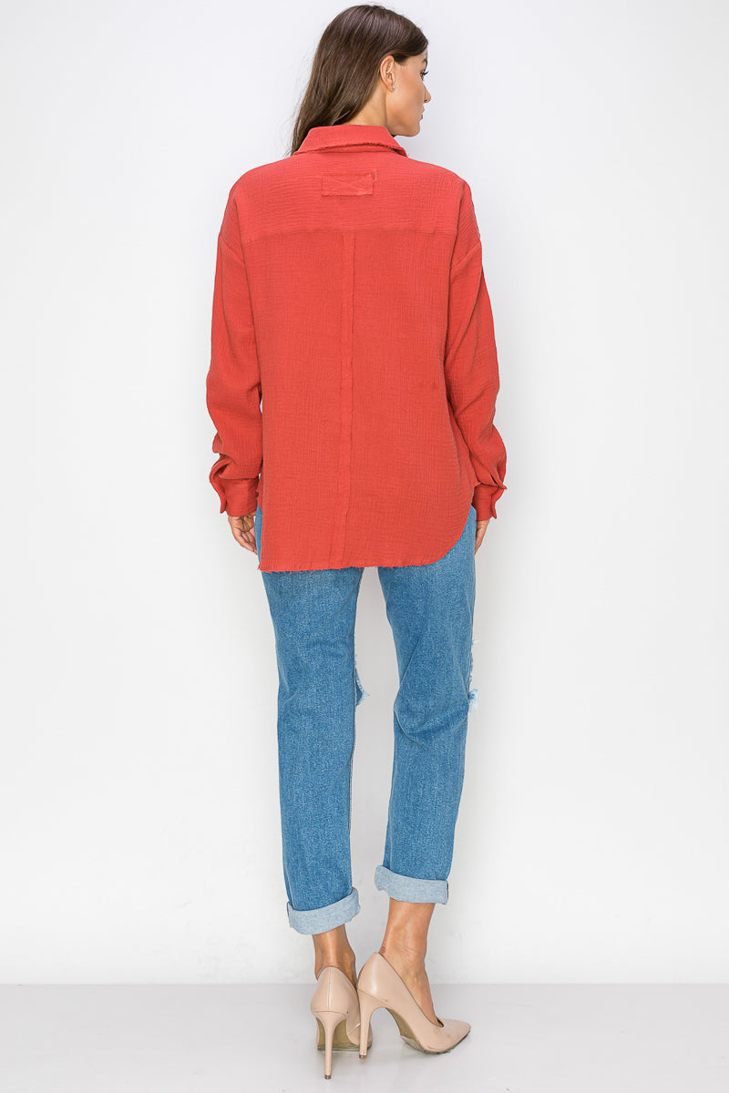 WT0039 Oversized Button Up Shirt