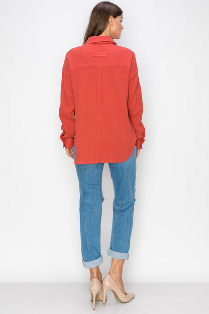 WT0039 Oversized Button Up Shirt