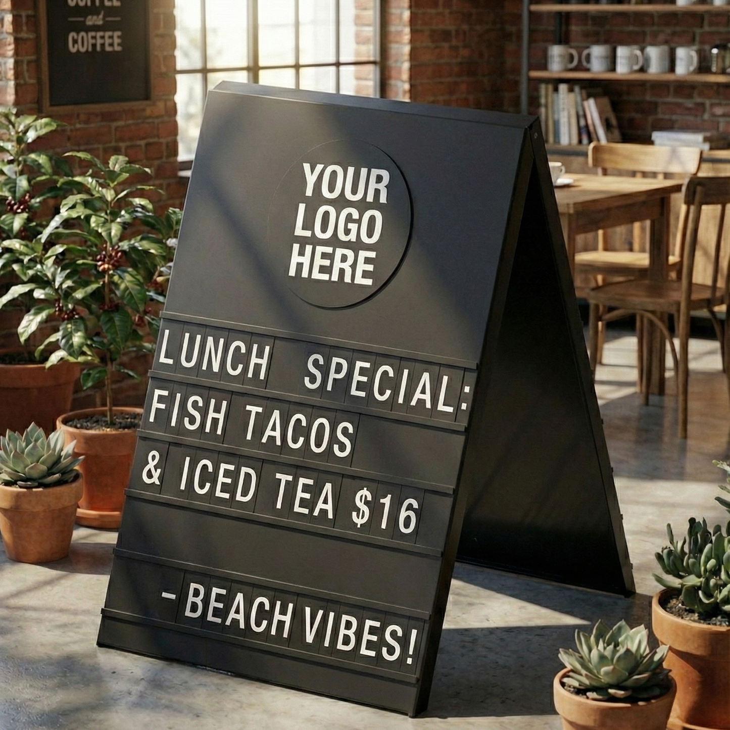 A-Frame Sidewalk Sign – Metal Sandwich Board with Changeable Letters
