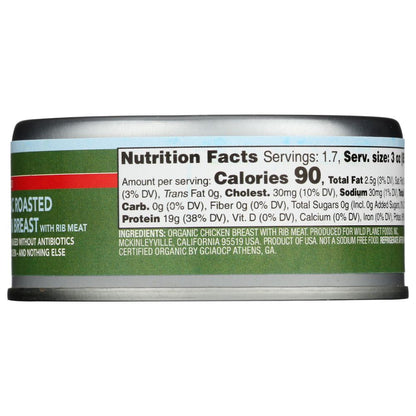 WILD PLANET: Organic Roasted Chicken Breast With Rib Meat No Salt Added, 5 oz