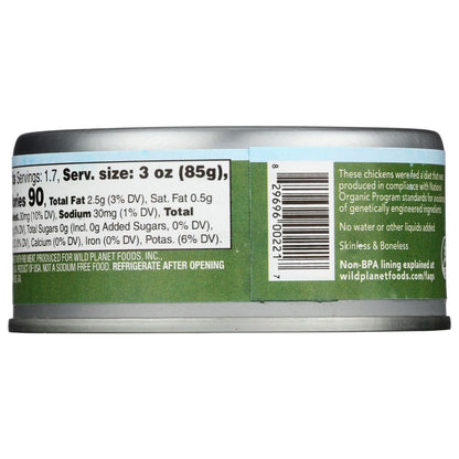 WILD PLANET: Organic Roasted Chicken Breast With Rib Meat No Salt Added, 5 oz