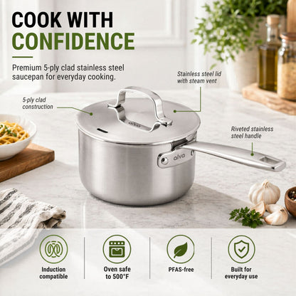 5-Ply Stainless Steel Saucepan with Lid