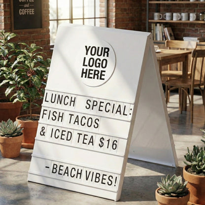 A-Frame Sidewalk Sign – Metal Sandwich Board with Changeable Letters
