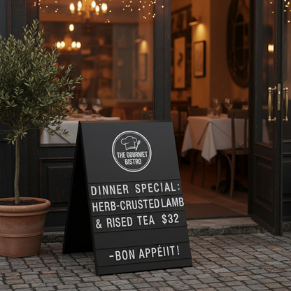 A-Frame Sidewalk Sign – Metal Sandwich Board with Changeable Letters