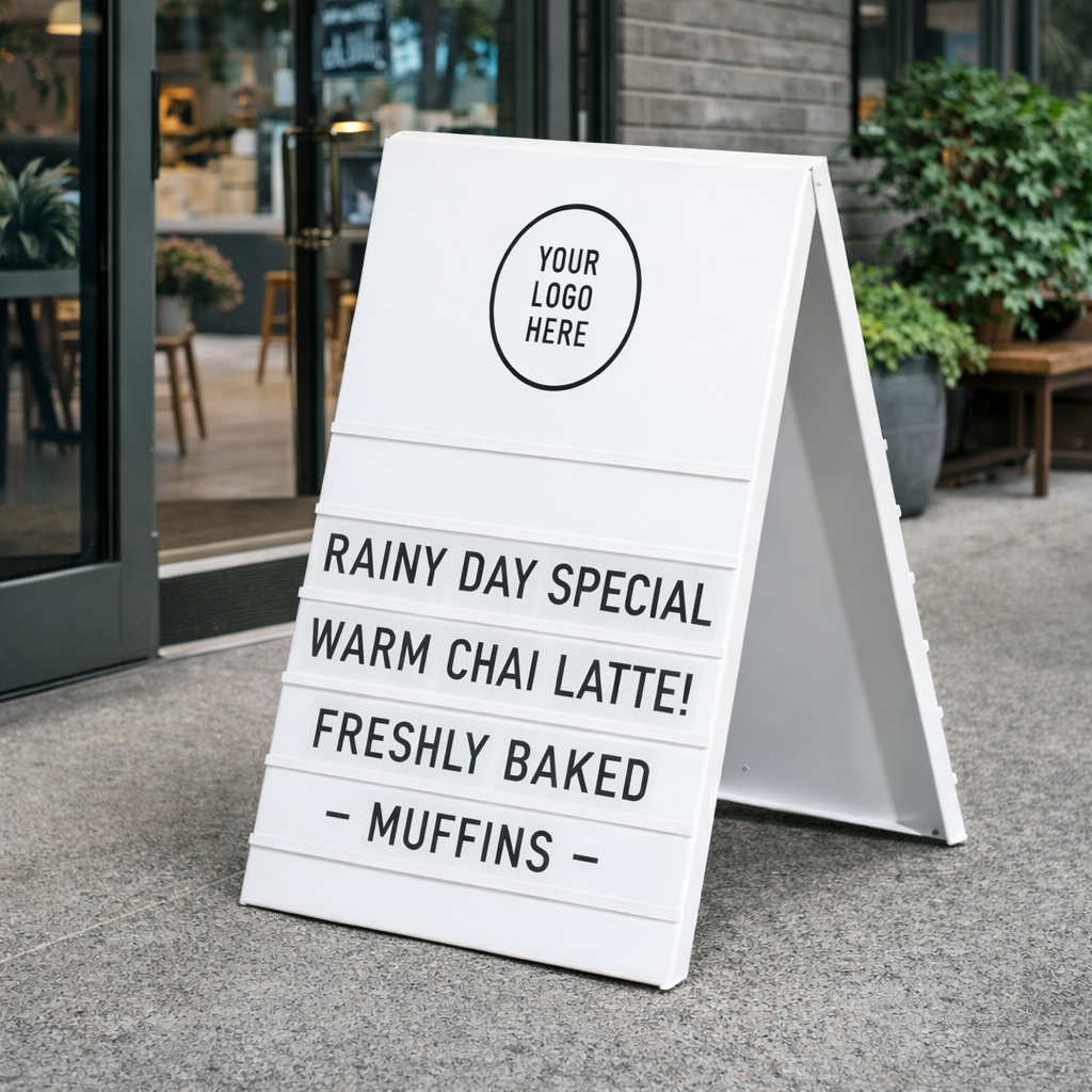 A-Frame Sidewalk Sign – Metal Sandwich Board with Changeable Letters