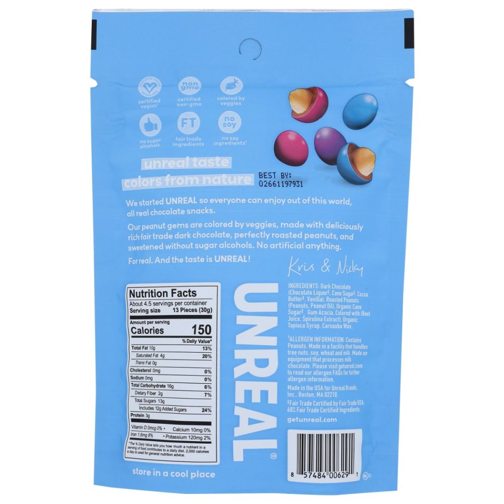 UNREAL: Dark Chocolate Peanut Gems, 5 oz