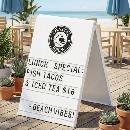 A-Frame Sidewalk Sign – Metal Sandwich Board with Changeable Letters