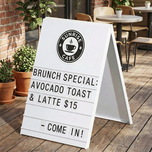 A-Frame Sidewalk Sign – Metal Sandwich Board with Changeable Letters